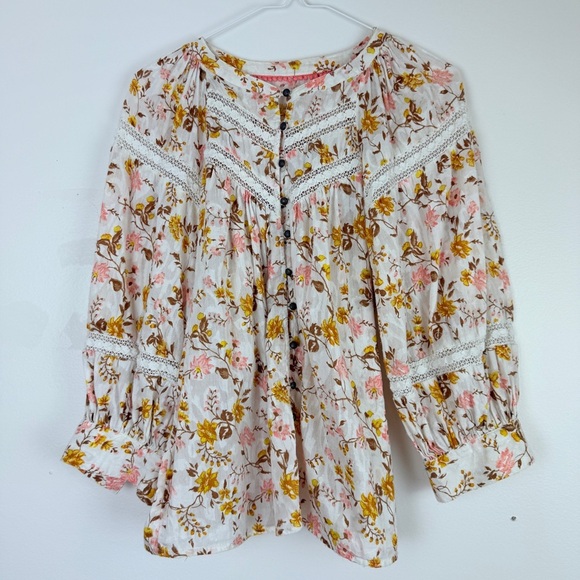 Anthropologie Harmony Lace Peasant Floral Peasant Romantic Boho Cottagecore - Picture 5 of 9